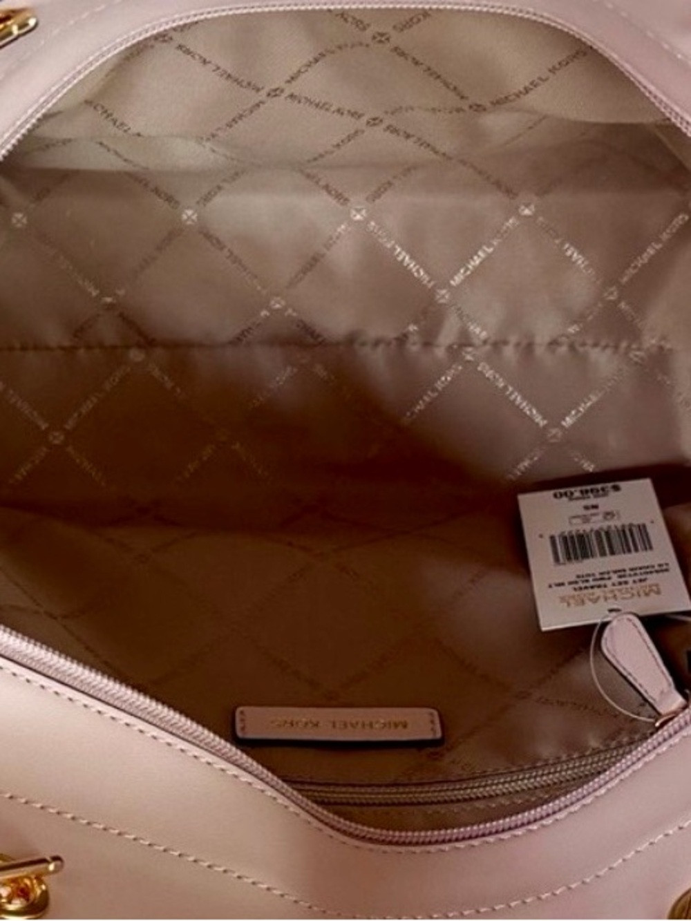 Michael Kors Powder Blush Logo Tote with Gold Chain Accents - Picture 6 of 11